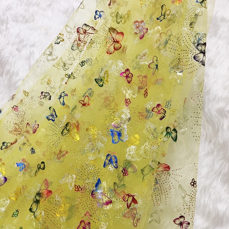 Vải voan lưới in hình bướm 🦋