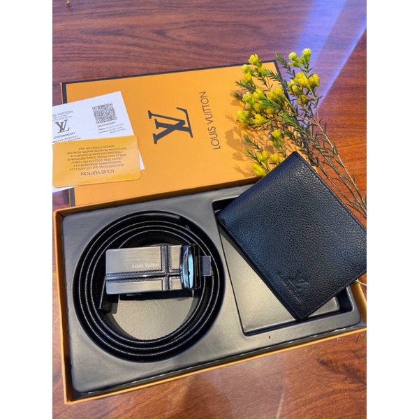 set 2 chi tiết dây lưng kèm mặt + ví fullbox bill túi giấy