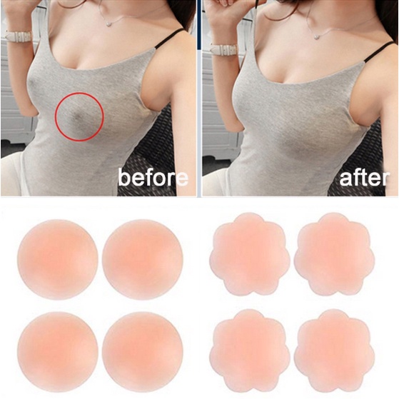 Cặp miếng dán ngực bằng silicon có thể tái sử dụng cho phái nữ hình hoa,hình tròn