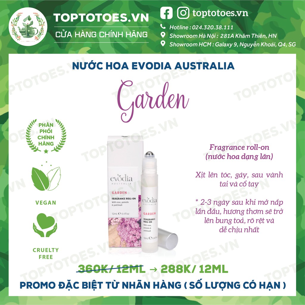 Nước hoa Evodia Australia GARDEN | Thế Giới Skin Care