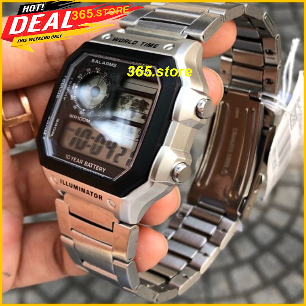 Đồng Hồ Nam Cassio AE-1200, Dây Thép Chống Rỉ, Máy Nhật Cao Cấp