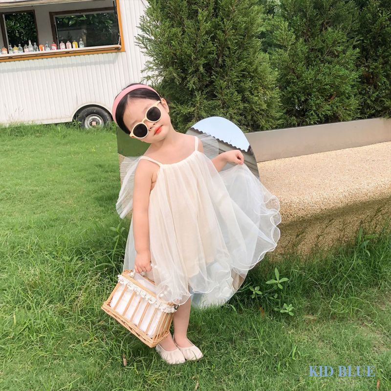 Đầm Công Chúa Hai Dây Đính Nơ Lưng Cho Bé Gái