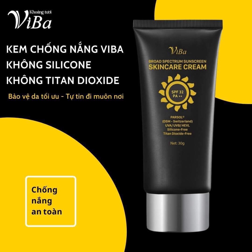 Kem chống nắng ViBa SPF 32, PA++ da mụn, nhạy cảm giảm khô bết dầu, bật tone chống tia UV ngăn ngừa lão hóa