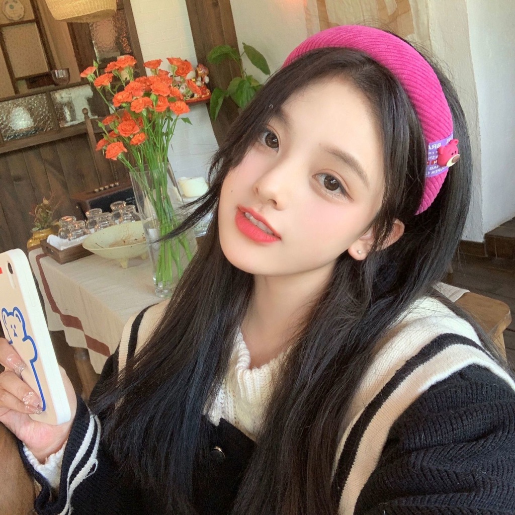 Băng Đô Cài Tóc Bản Rộng Đính Hình Gấu/ Dâu Tây Dễ Thương Phong Cách Nhật Hàn Cho Bé Gái