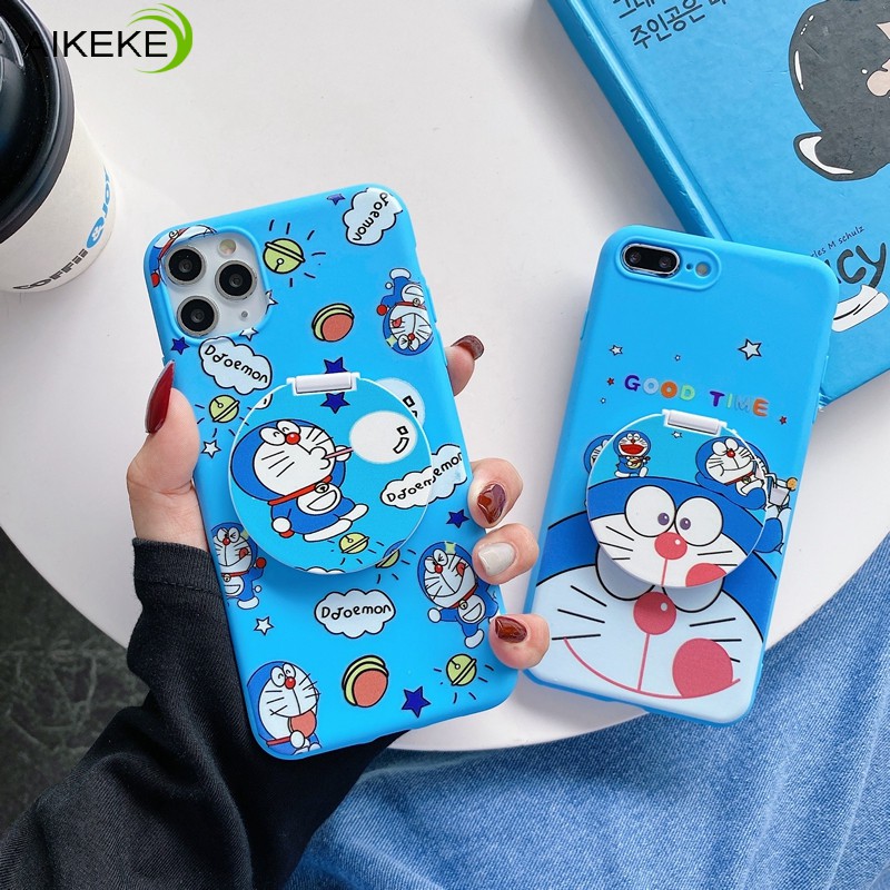 SAMSUNG DORAEMON Ốp Lưng Hình Doraemon Có Gương Và Móc Khóa Cho Samsung Galaxy J7 J5 J6 + J4 + J6 J4 Plus Prime 2016 2015