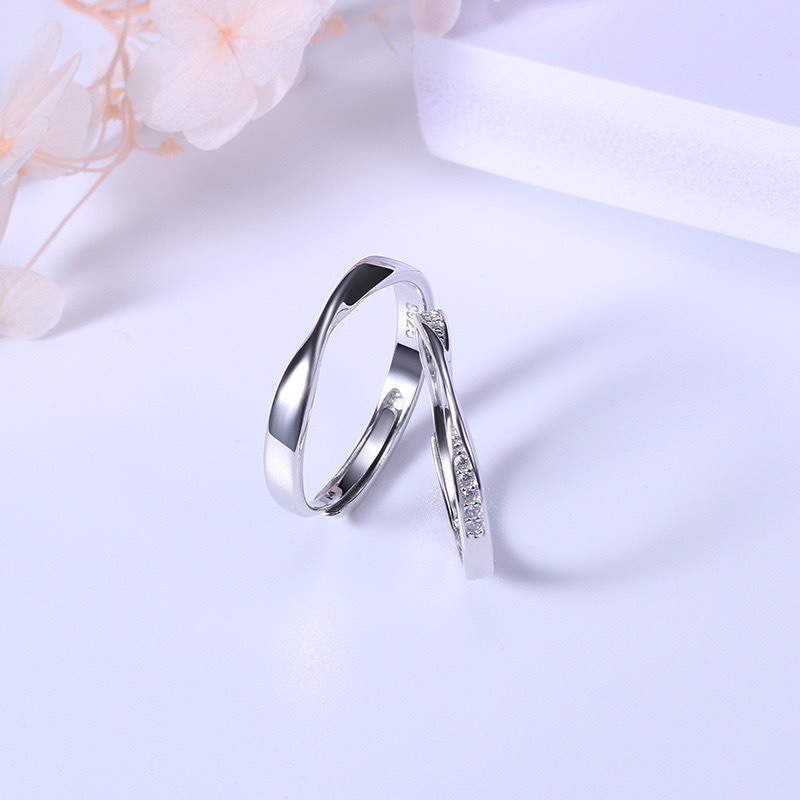 Cặp nhẫn đôi nam nữ đẹp bạc 925 đính đá SHEBYSHE N22