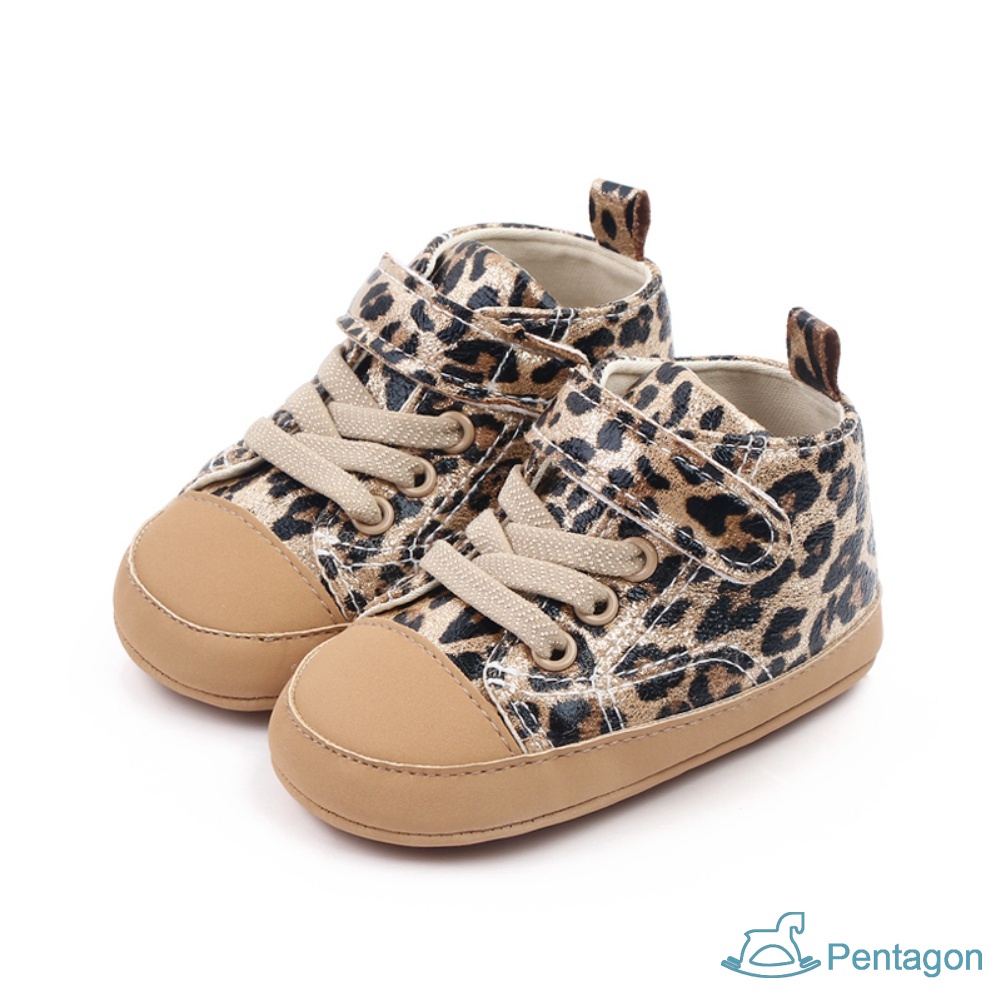 Giày Vải Canvas Đế Mềm Họa Tiết Da Báo Cho Bé Tập Đi