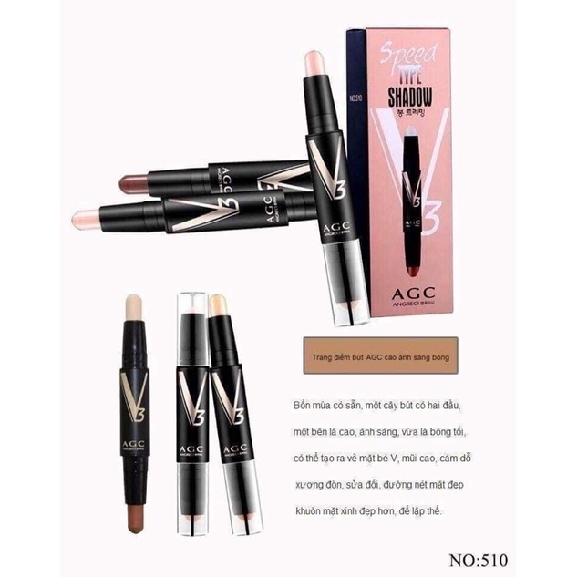 Thỏi Kem Che khuyết điểm và phấn bắt sáng 2 đầu tiện dụng AGC Hàn
