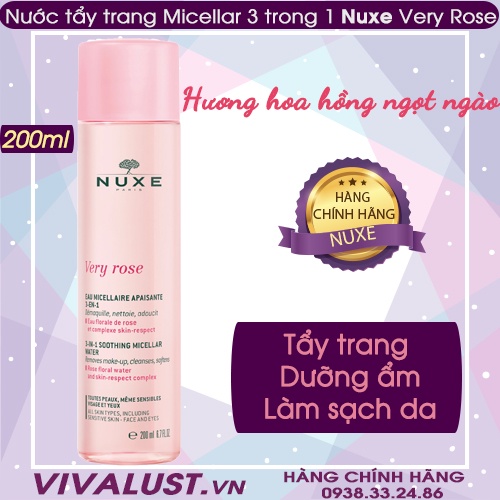 Nước tẩy trang 3 trong 1 Nuxe Very Rose (200ml) - 3 in 1 Soothing Micellar Water