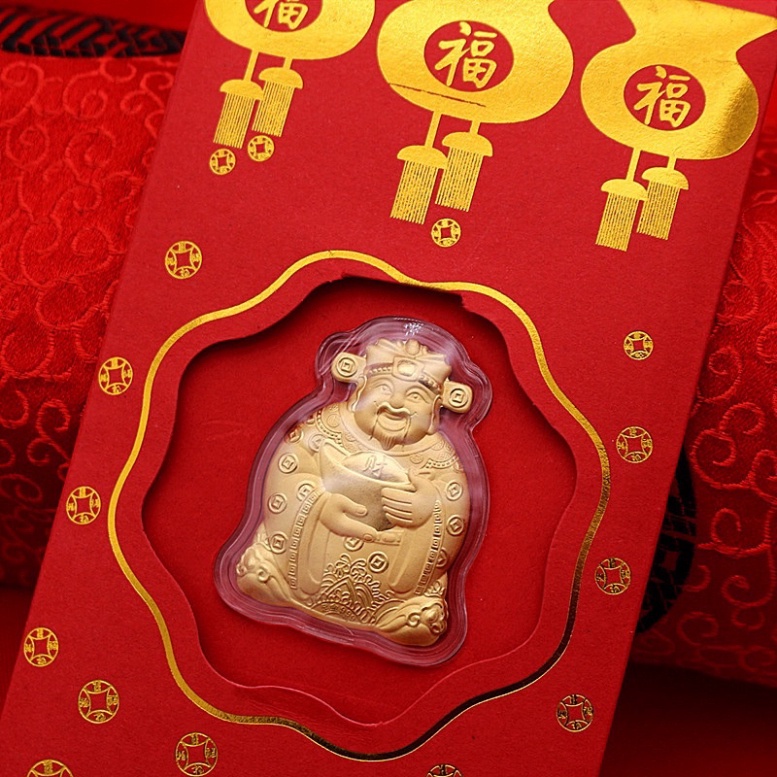 Bao Lì Xì Thần Tài Mạ Vàng 24K - Bao Lì Xì May Mắn Rước Tài Lộc