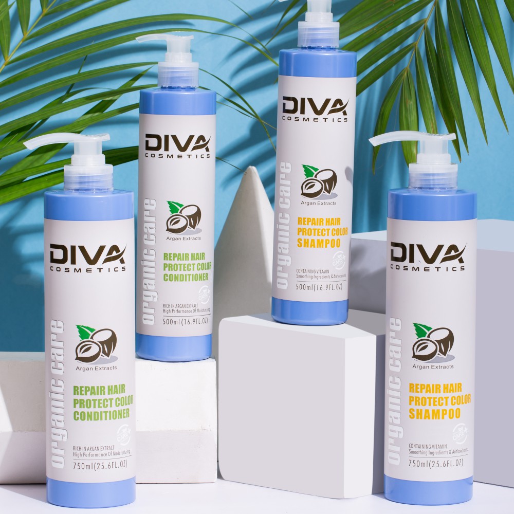 Dầu xả phục hồi giữ màu DIVA 500ml/750ml giàu Vitamin E, tinh dầu Argan và Keratin giúp nuôi dưỡng và giữ bền màu tóc