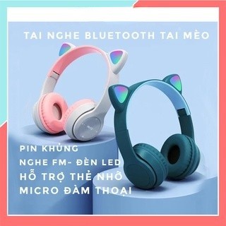Tai Nghe Bluetooth P47 Chụp tai có Mic Headphone không dây Dễ Thương tai mèo nghe nhạc, chơi game/Bluetooth 5.0/Tai nghe cho các bài học trực tuyến của trẻ em
