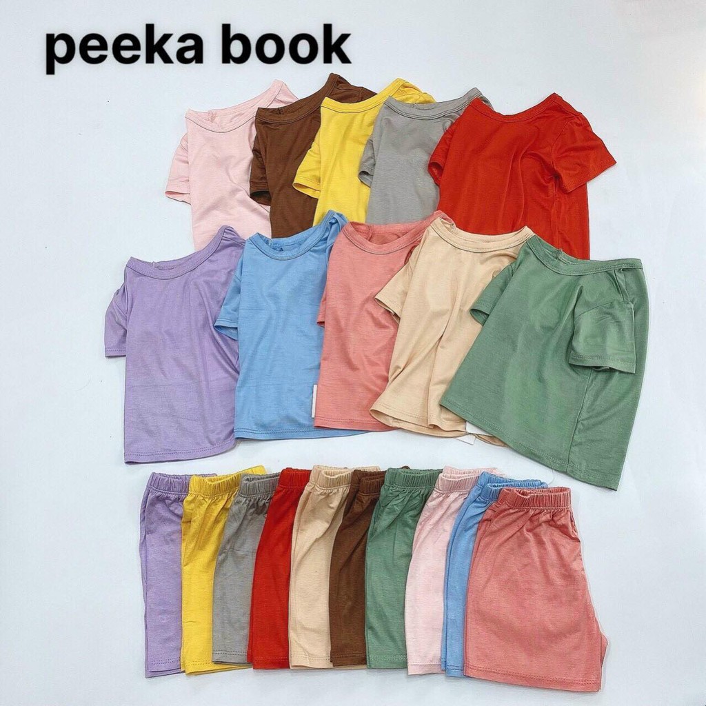 Bộ Peekaboo Cộc Trơn Cotton Thun Lạnh Cao Cấp, Đồ Bộ Cho Bé Trai, Bé Gái Mặc Nhà Mùa Hè 2021 - Hàng Tốt