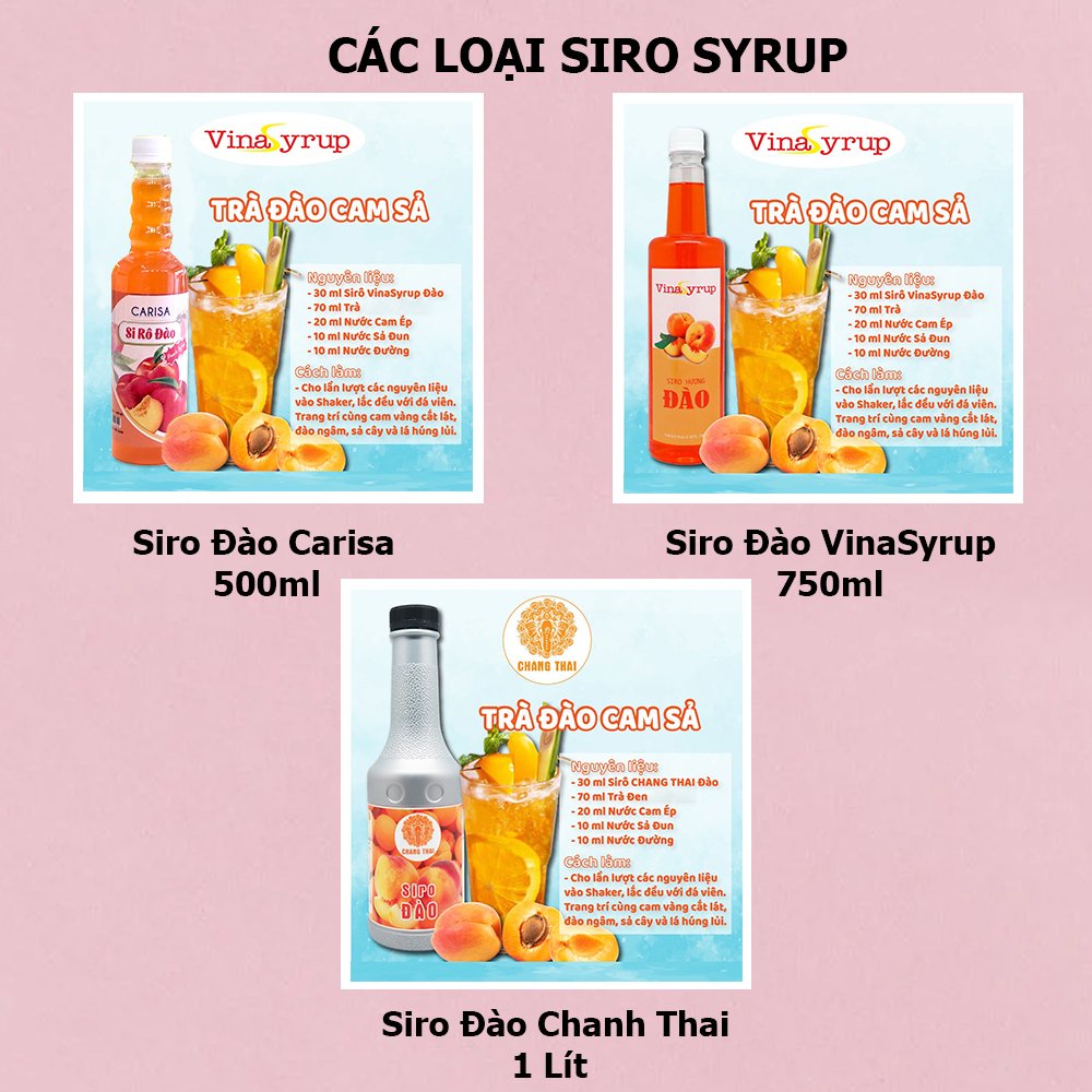 Set Trà Đào Delite 30 Ly Siêu Tiết Kiệm (Trà Túi Lọc + Đào Ngâm + Siro)- Trà trái cây - Nguyên Liệu Trà Sữa CRICKET