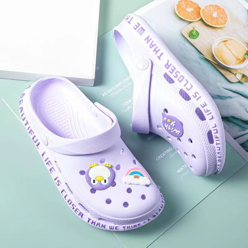 Oeggeo shop Giày Đế Mềm Phẳng Mùa Hè Đục Lỗ Cho Nữ Mang Ngoài Trời