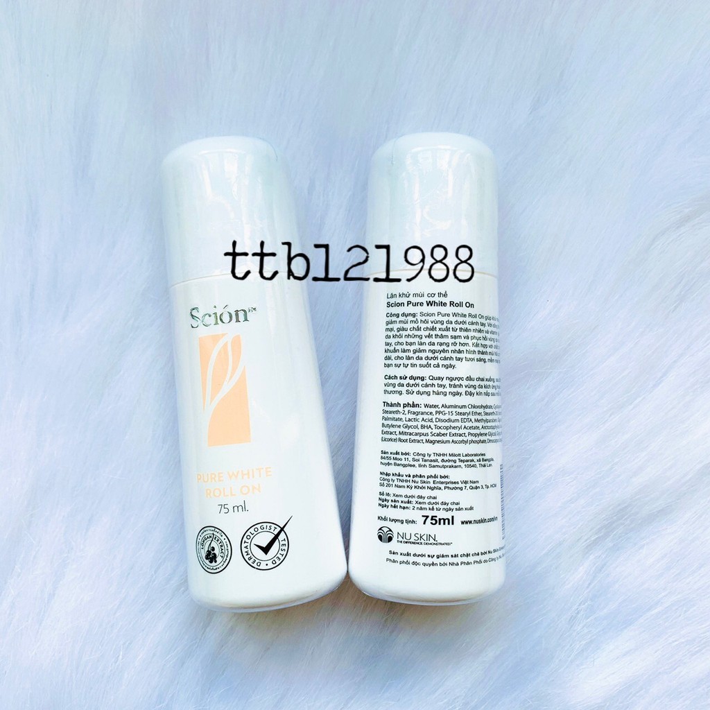 Lăn Khử Mùi Scion Nuskin Pure White Roll On Mỹ 75ml