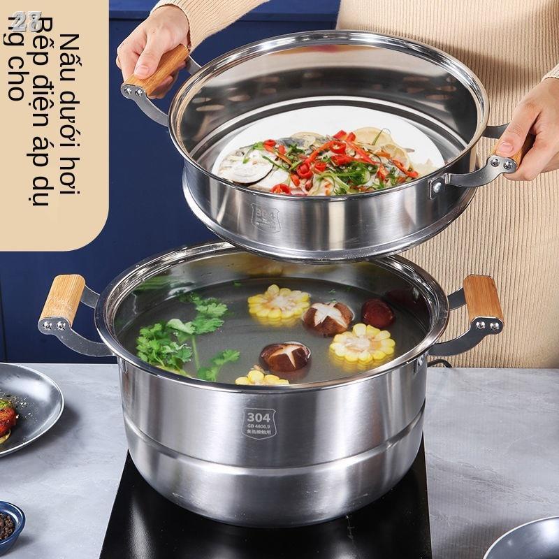 ☍□28FTủ hấp thực phẩm 304 inox Gia dụng hai lớp dày công suất lớn bếp từ ba bốn nồi ga