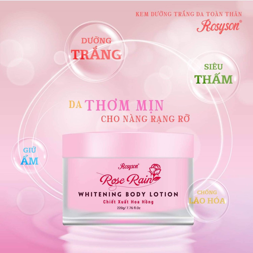 Kem Dưỡng Da Toàn Thân Rosy - WHITENING BODY LOTION (Cấp ẩm, dưỡng trắng da tự nhiên)