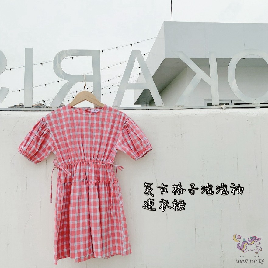 Đầm Kẻ Ca Rô Ca Rô Kiểu Hàn Quốc Cho Bé Gái