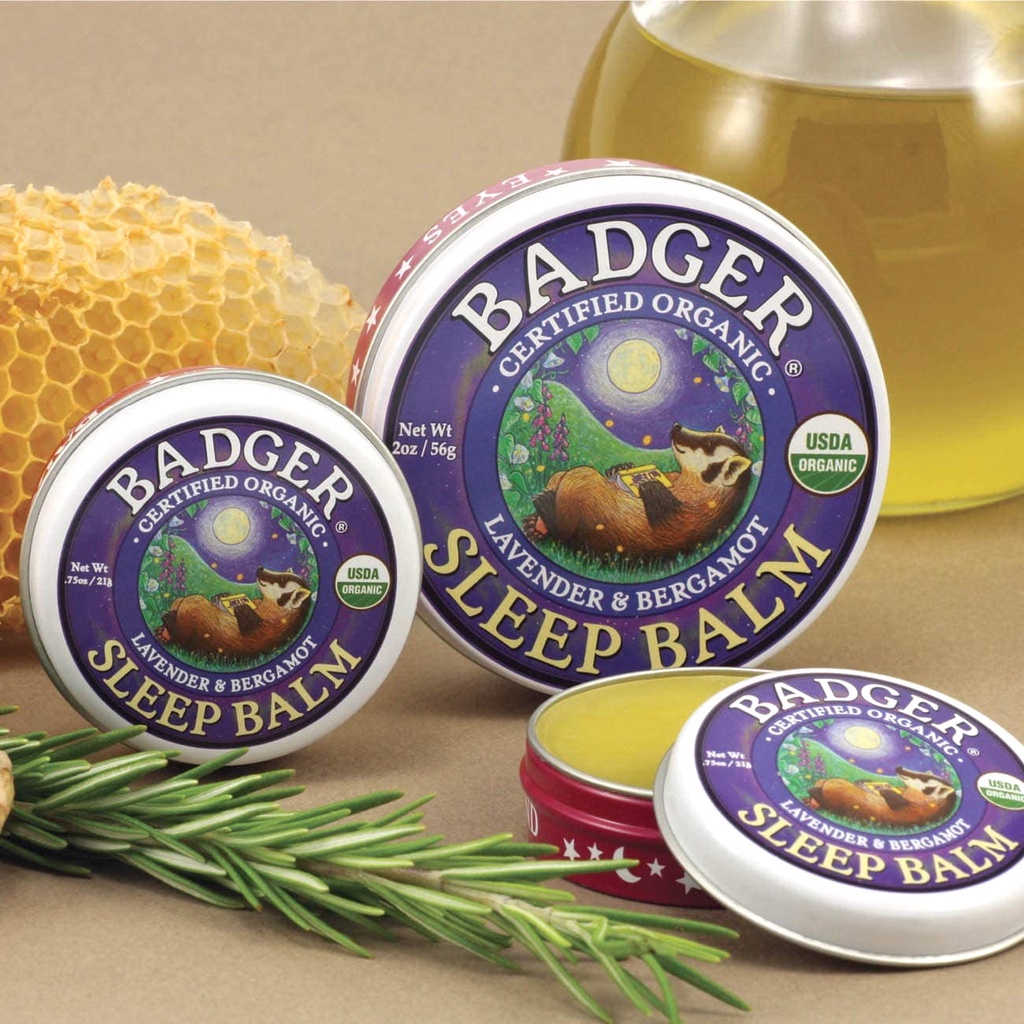 Sáp dầu hữu cơ giúp ngủ ngon BADGER Sleep Balm organic giúp dễ ngủ an toàn cho người lớn và trẻ em - 21g 56g