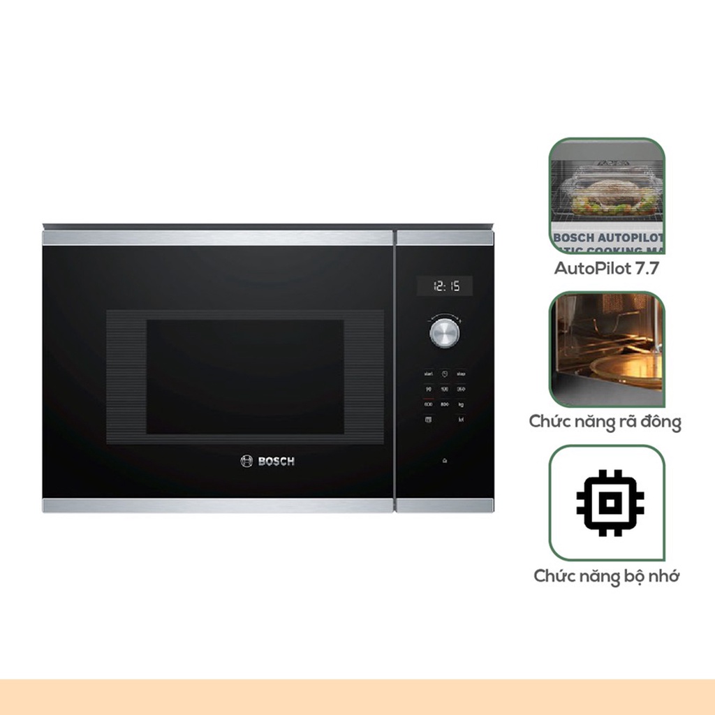 Lò vi sóng âm tủ Bosch BFL524MS0, 21 lít, màu đen, Serie 6