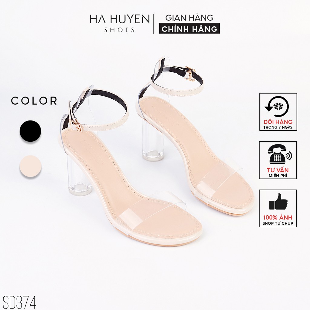 Sandal cao gót nữ Hà Huyền Shoes quai trong bọc gót tròn trong 7 phân thumbnail