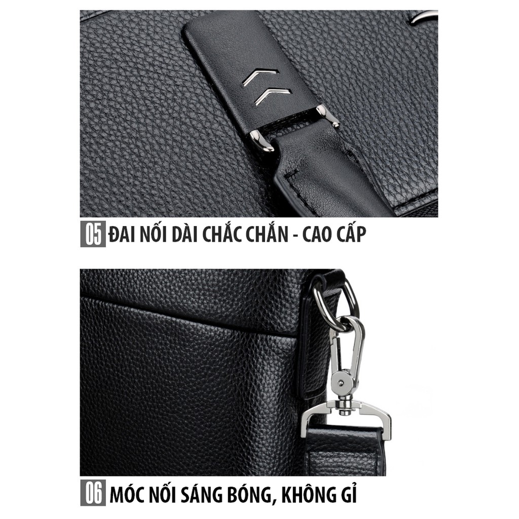 Cặp da công sở đựng Laptop 14 inch Saqidaishu họa tiết mũi tên sang trọng