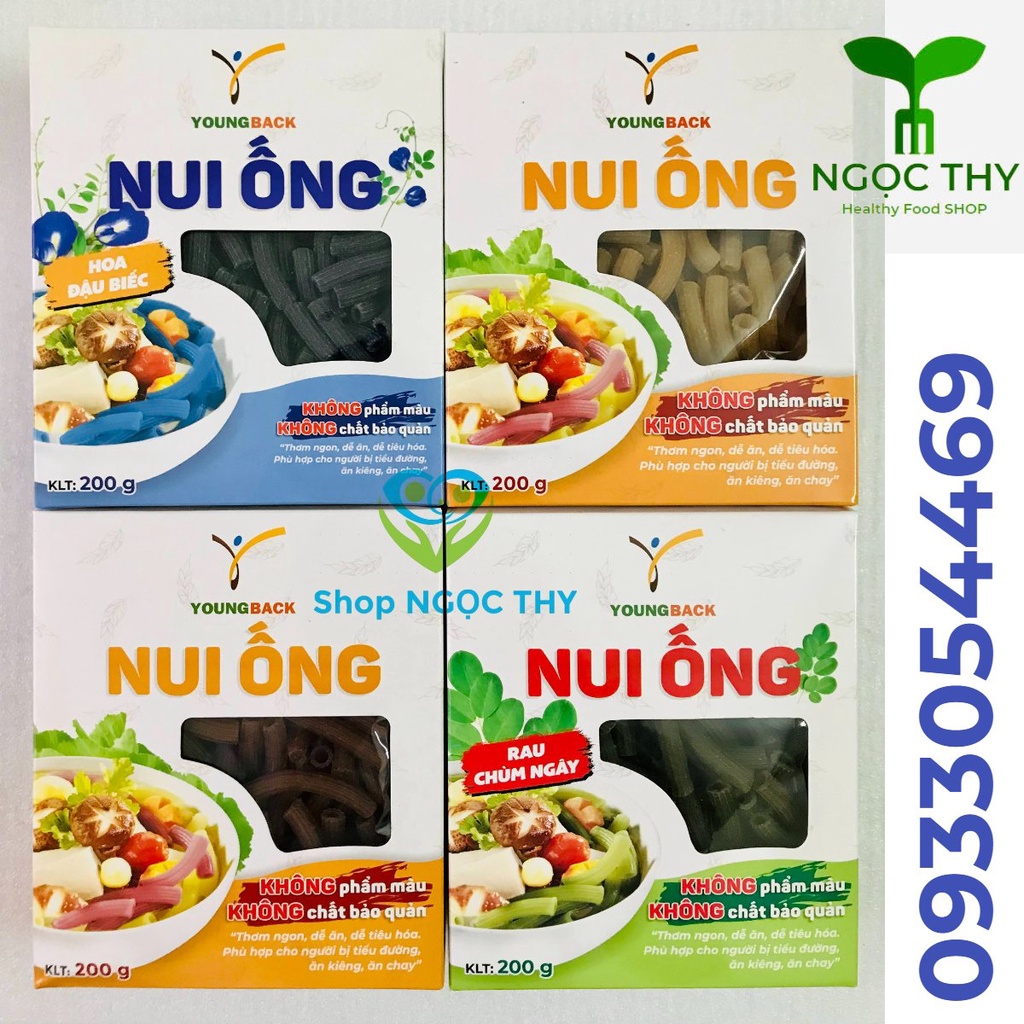 Nui ống gạo lứt/lúa mạch/chùm ngây/hoa đậu biếc Young Back