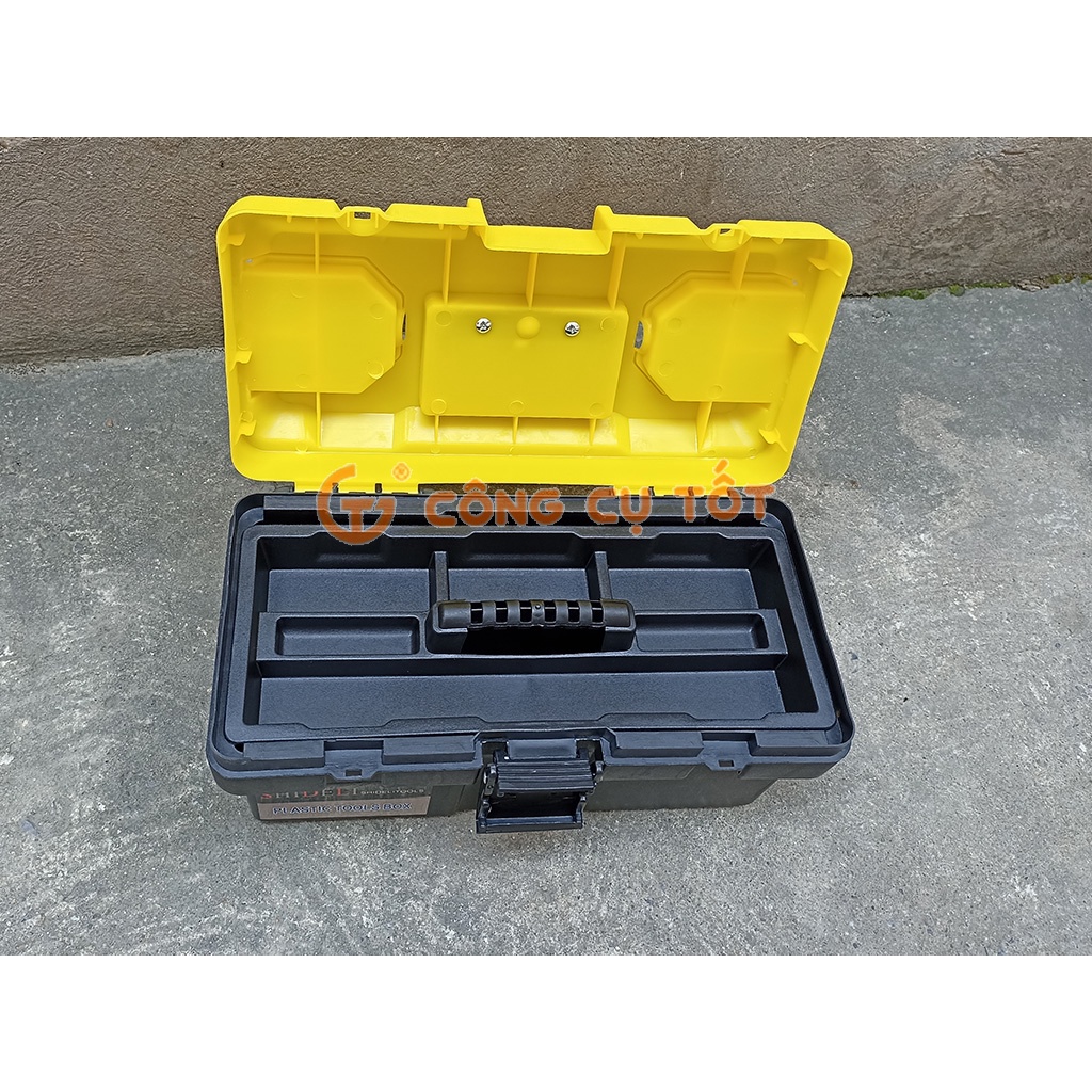 Thùng đồ nghề 1 khay 30x18x18cm nhựa ABS vàng đen