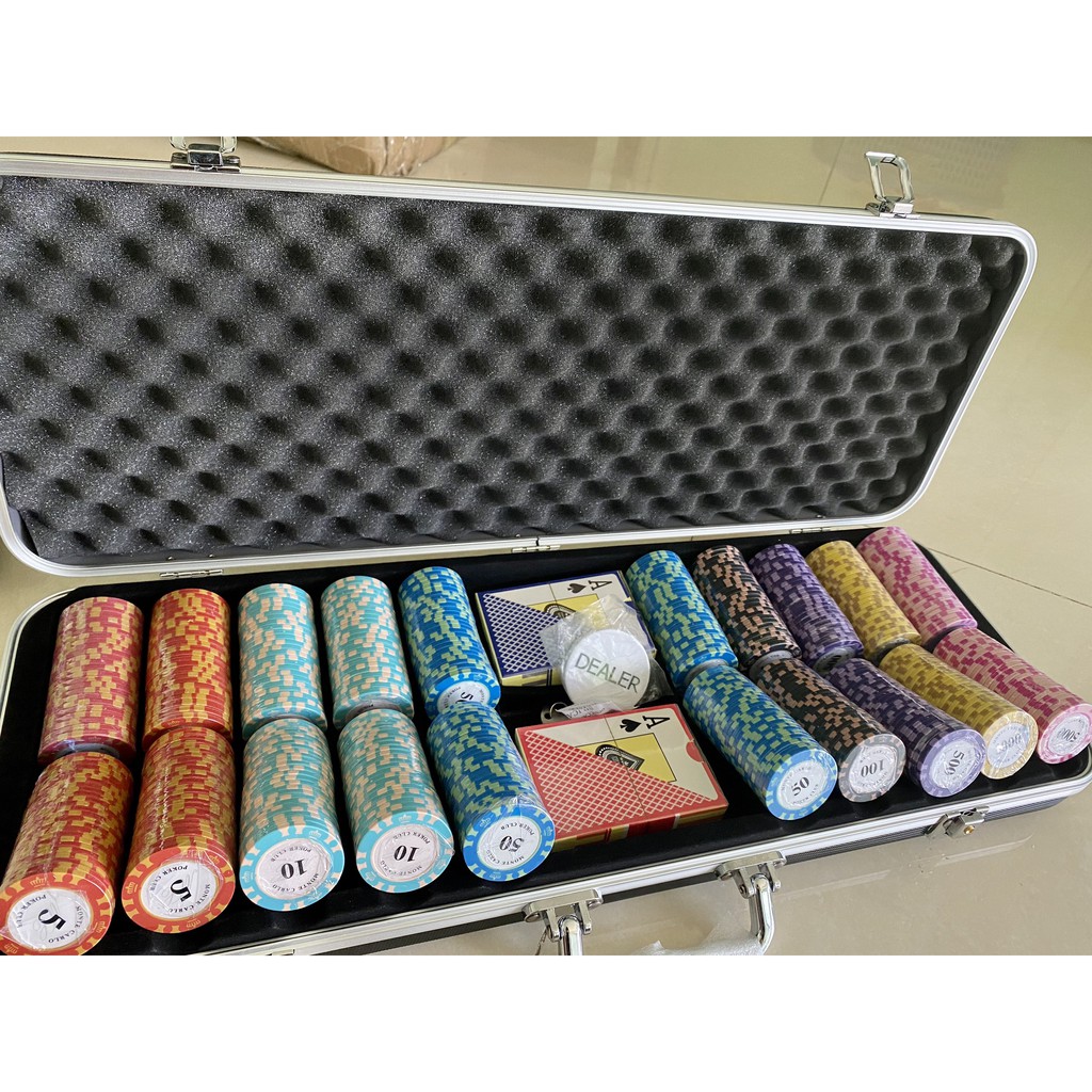 Phỉnh poker Monte carlo chip set - poker chip chất liệu clay composite