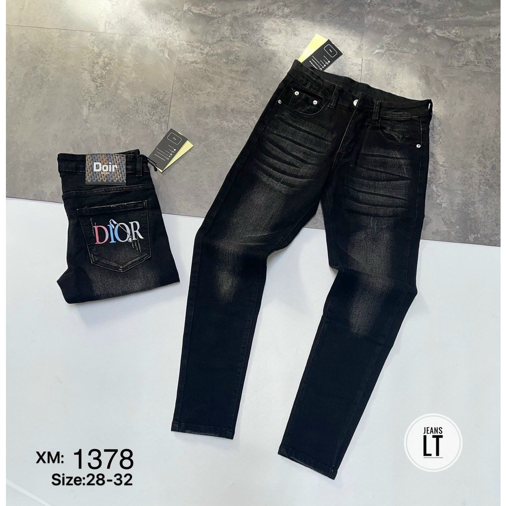 Quần jean nam chất bò đen rách cao cấp khóa lệch vải đẹp co giãn mẫu mới nhất AHFASHION