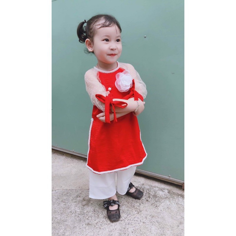 Áo dài cách tân cho bé [ tặng hoa cài áo] Váy bé gái thời trang hàng thiết kế Cao Cấp cho bé từ 1.2.3.4.5-8 tuổi CT3