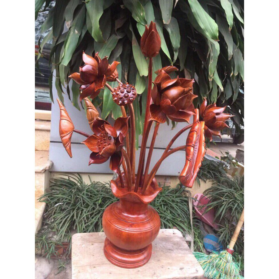 bình hoa sen gỗ hương -hàng loại 1