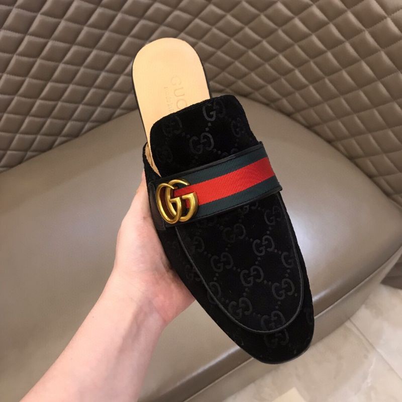 giày lười da nhung in họa tiết gắn logo GG Gucci GC cao cấp