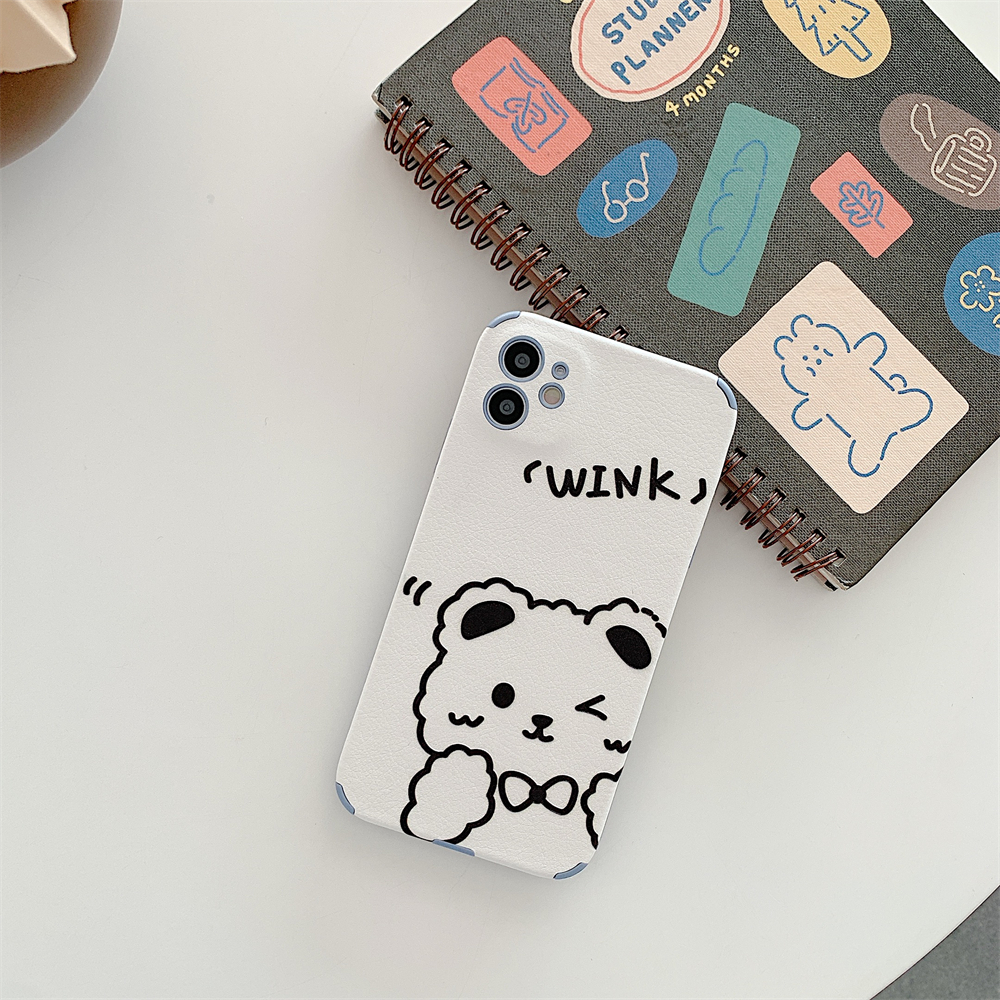 Simple Rabbit Bear Design Ốp lưng iPhone 12 Pro Max Case X XR Xs Max Sqaure Edge