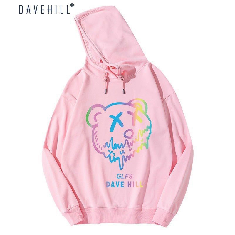 Áo Hoodie Nỉ Nam Nữ From Rộng Unisex In Dạ Quang Phát Sáng Hình Mặt Gấu Cực Hot Chất Nỉ Ngoại Dày Dặn (davehill)