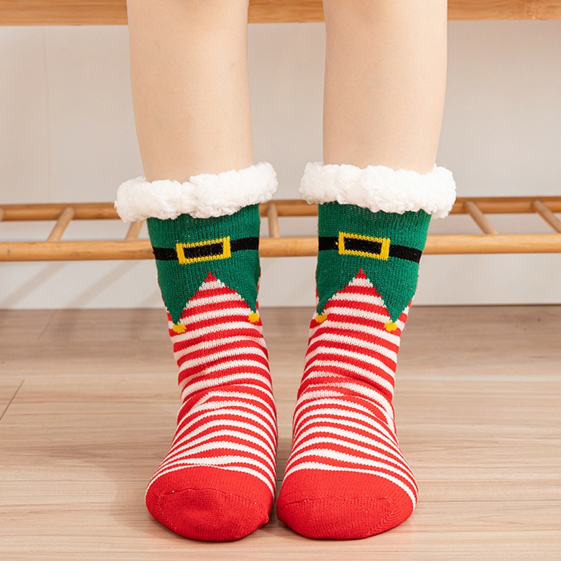 Vớ Lông Cừu Giữ Ấm Chân Chống Trượt Hình Ông Già Noel Tuần Lộc Vui Nhộn Unisex xiangbao