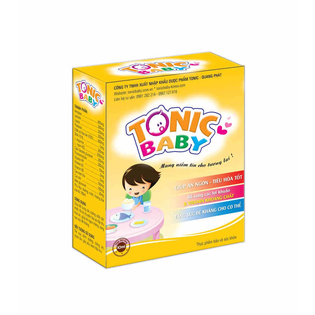 [COMBO 2 HỘP TONIC BABY] SIRO ĂN NGON HẾT BIẾNG ĂN, HẾT TÁO BÓN, Hỗ trợ tiêu hóa, bổ sung vitamin, kẽm cho bé