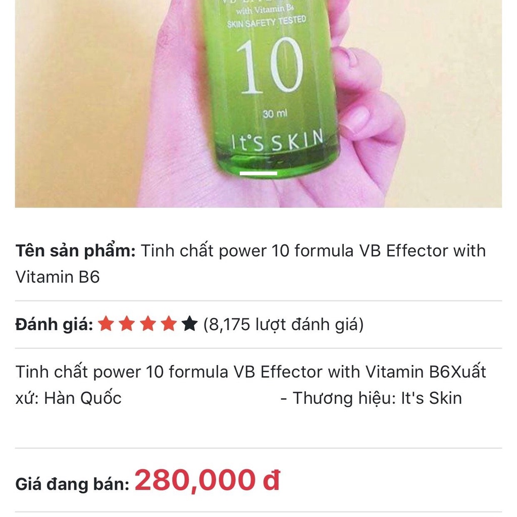 [DATE 11/22] Tinh Chất Vitamin B6 Kiểm Soát Bã Nhờn, Cho Da Sạch Khỏe It's Skin Power 10 Formula VB Effector Sebum 30ml