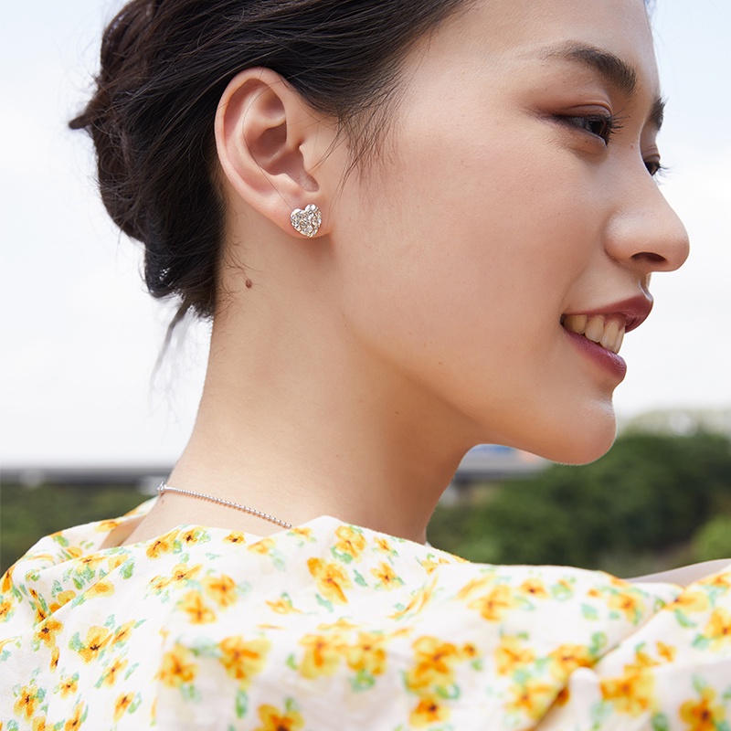 (1 mảnh) Khuyên tai BAMOER bằng bạc 925 đính đá giả thời trang cho nữ