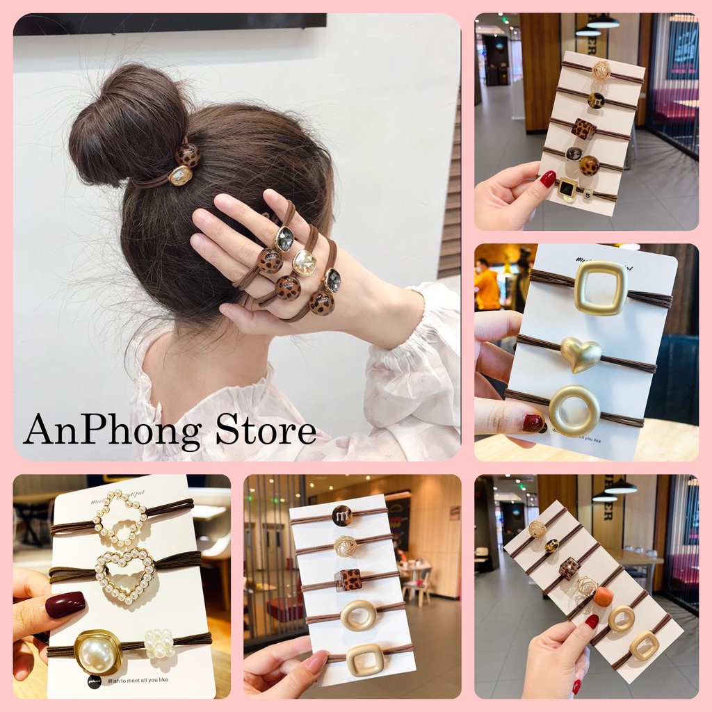 [Tặng Túi Rút]Set 3/5 dây buộc tóc dây tóc phụ kiện thời trang phong cách hàn quốc sang trọng dễ thương AnPhong Store.