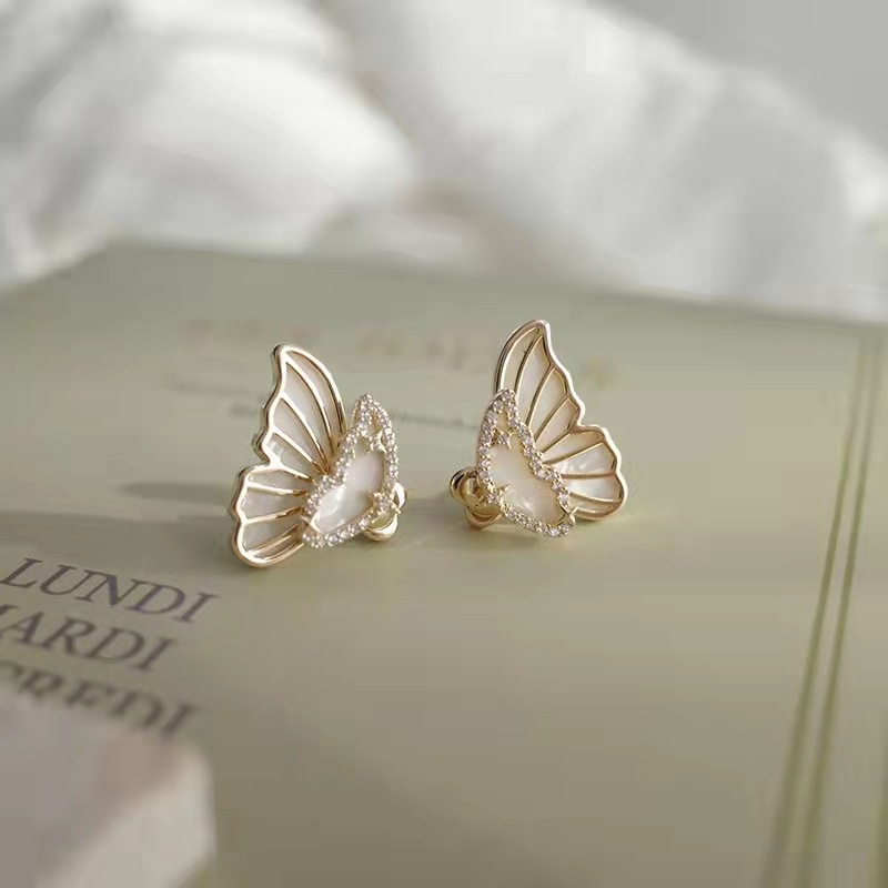 Bông tai nữ hình bướm đính đá Her Accessories chuôi bạc 925 phụ kiện trang sức đi tiệc H123