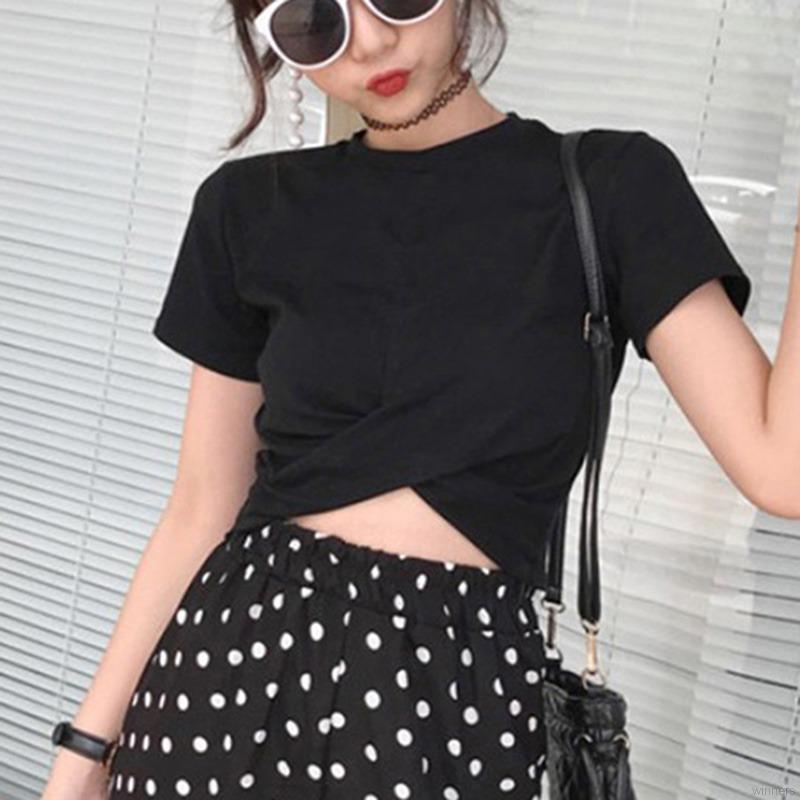 Women's Sexy Navel Cross Short T-Shirt | BigBuy360 - bigbuy360.vn