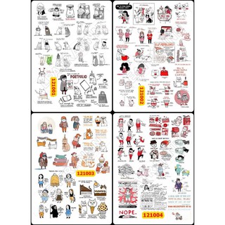Sticker Washi A4 [ CHUYỆN BÉ MÈO] Dạng Lì Trang Trí Bullet Journal Siêu Đẹp  (121001-121004)