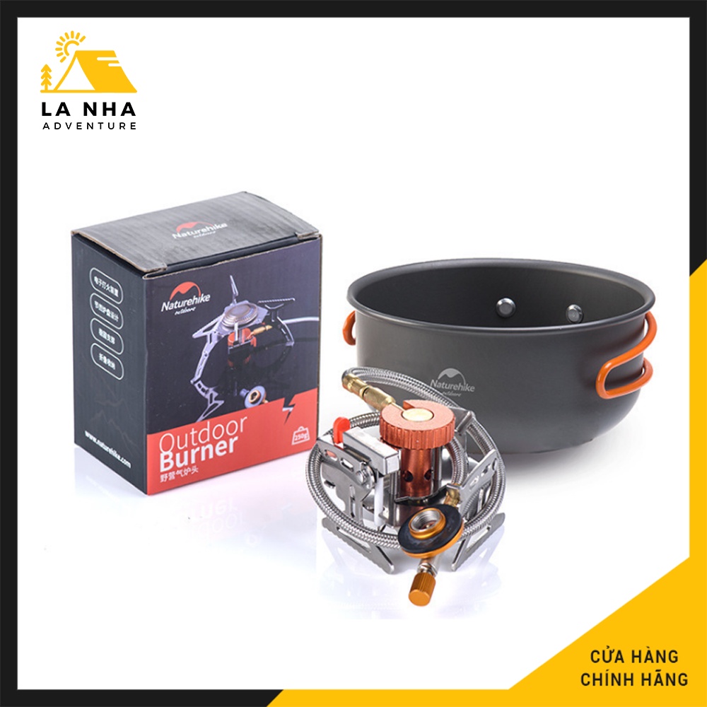 Combo 3 món, set bao gồm 1 bộ nồi   Naturehike, 1 bếp gas Naturehike, 1 bình nhiên liệu 230gr
