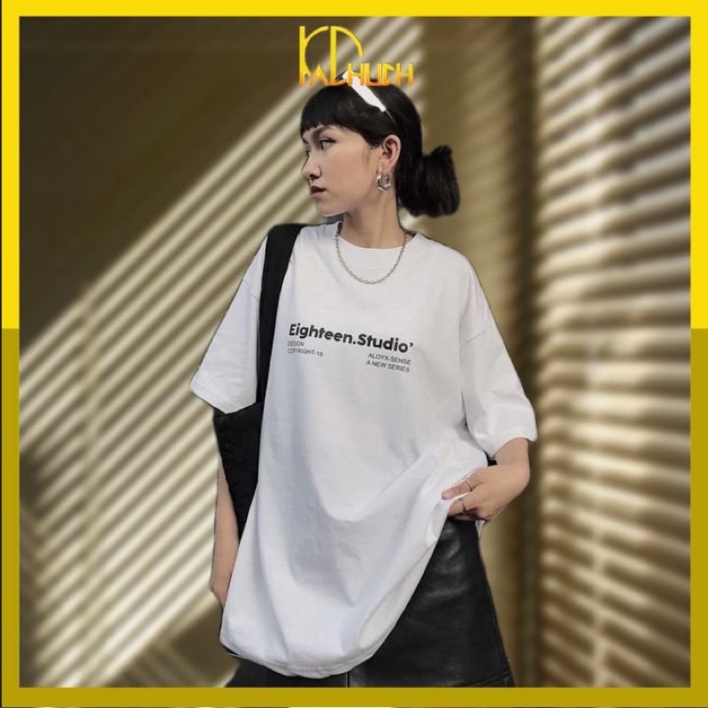 Áo thun tay lỡ form rộng EIGHTEEN vải cotton dày dặn bao đẹp