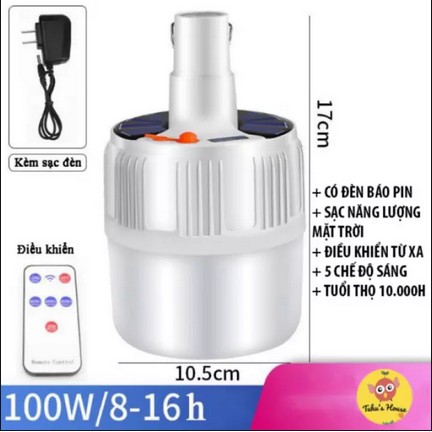 Đèn led tích điện năng lượng mặt trời siêu sáng Có Điều Khiển Từ Xa