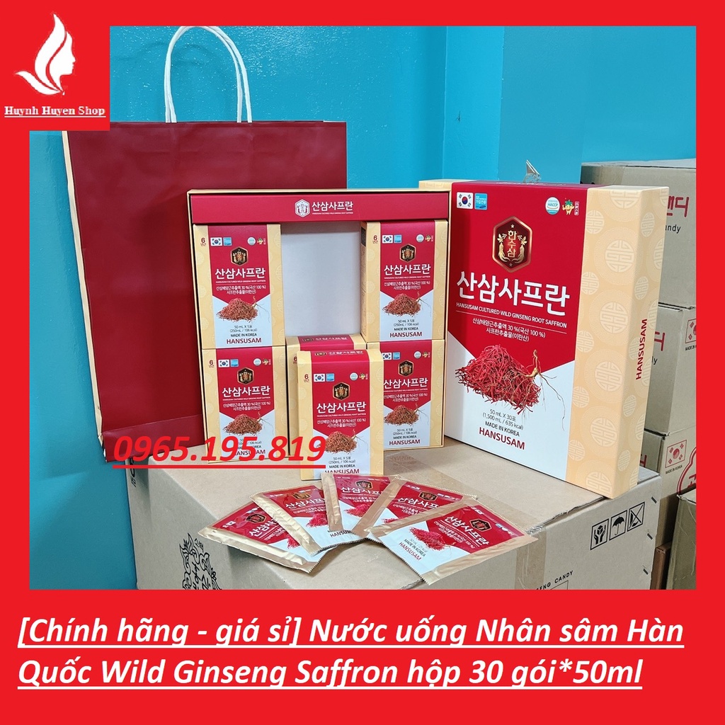 Nước uống hồng sâm nhụy hoa nghệ tây Hàn Quốc Wild Ginseng Saffron hộp 30 gói *50ml siêu bổ dưỡng