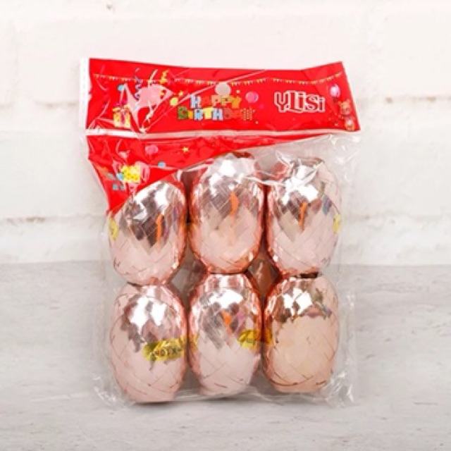 Set 6 cuộn dây ruy băng màu vàng hồng trang trí bong bóng
