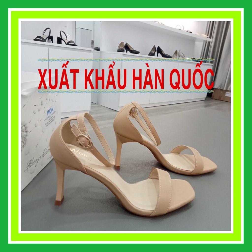 GIÀY SANDAL NỮ CAO GÓT XUẤT KHẨU HÀN QUỐC CAO CẤP - MÀU KEM 7CM- THƯƠNG HIỆU WON - ĐI CỰC ÊM MỀM